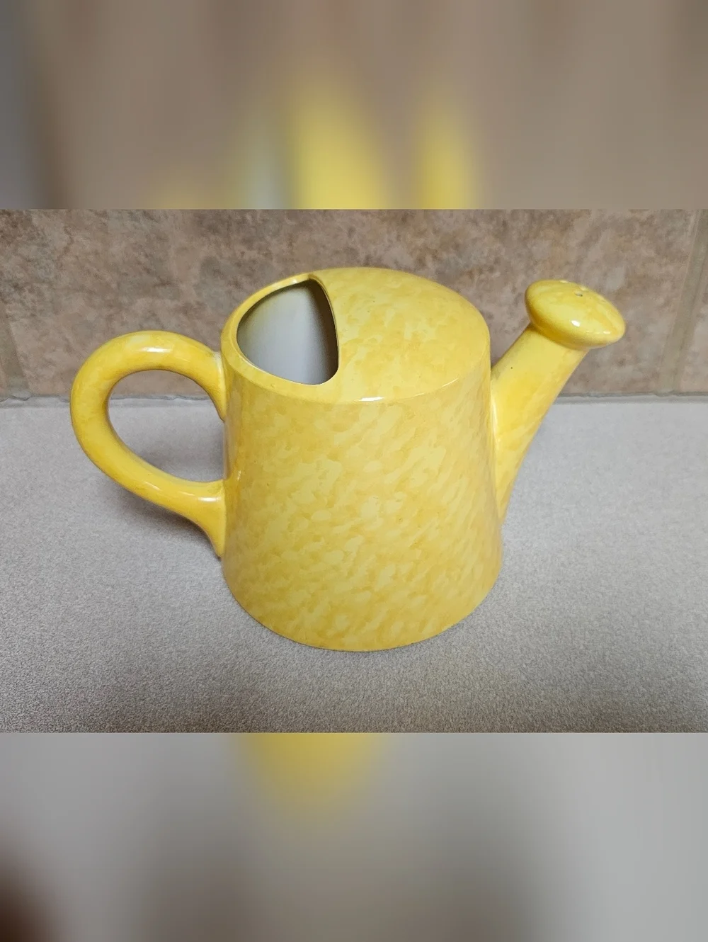 Vintage Fitz and Floyd 1975 Watering Can Sponge Holder Ceramic Yellow Japan MCM
